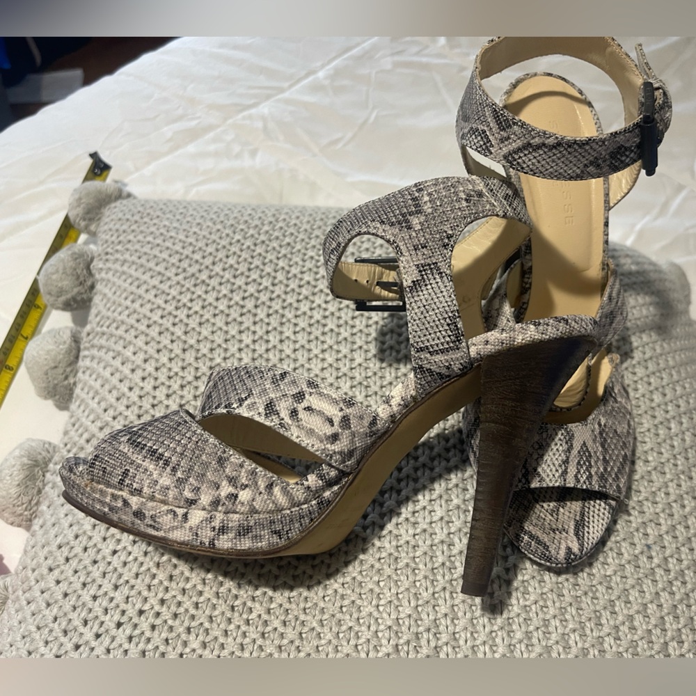 STRENESSE Gray High-Heeled Sandals with Ankle Strap